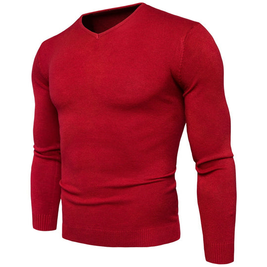 Herren feiner V-Ausschnitt Pullover aus hochwertiger Baumwolle EB