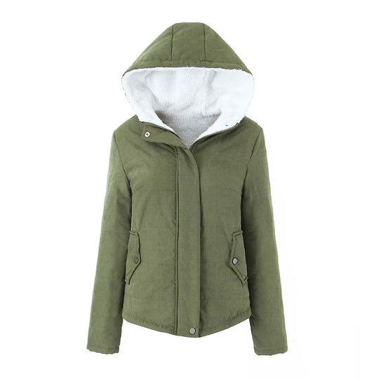 Damen gesteppte Winterjacke mit Kapuze und warmem Innenfutter EB