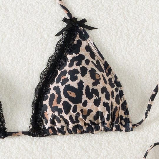 Damen Triangel-Bikini mit Spitzendetails und verstellbaren Trägern EB