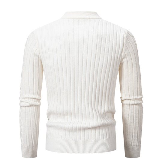 Herren Grobstrickpullover mit steigendem Kragen und Zopfmuster EB