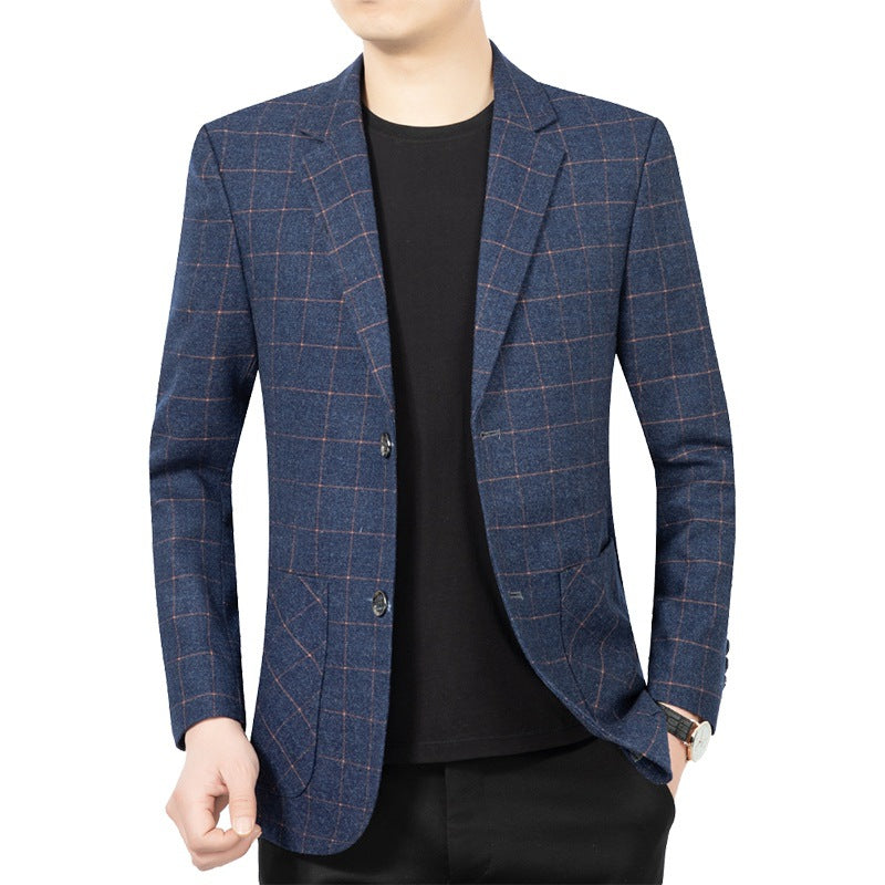Herren Schmal geschnittenes karierter City-Blazer mit aufgesetzten Taschen EB