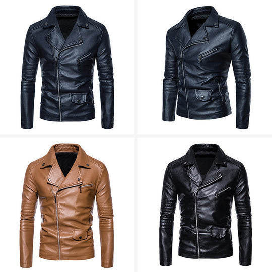 Herren stylische Bikerjacke mit asymmetrischem Reißverschluss und praktischen Taschen EB
