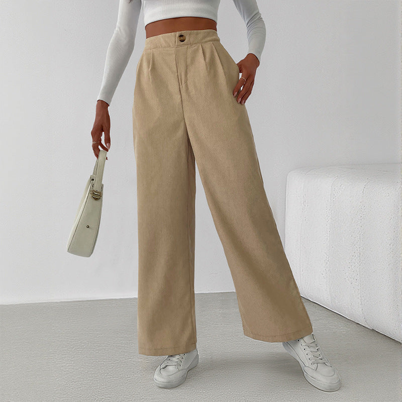 Damen stylische weite Hose mit hoher Taille und elegantem Schnitt EB
