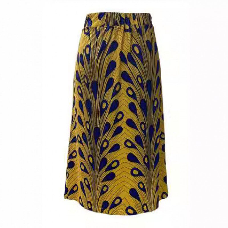 Damen Midirock mit einzigartigem floralem Print und elastischem Bund EB