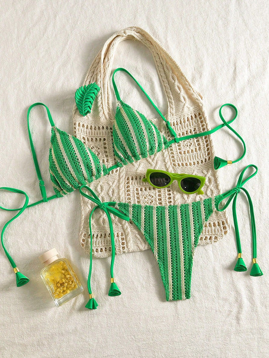 Damen Strappy Bikiniset mit verstellbaren Trägern EB