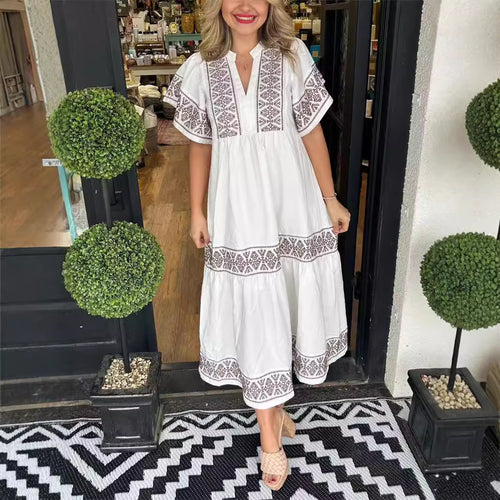 Damen Maxikleid mit eleganten Stickereien EB