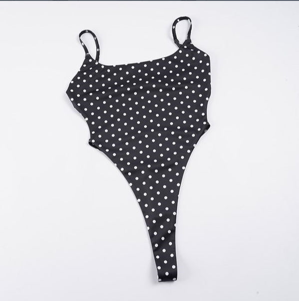 Damen Badeanzug mit hochgeschnittenem Design und verspieltem Polka-Dots-Muster EB