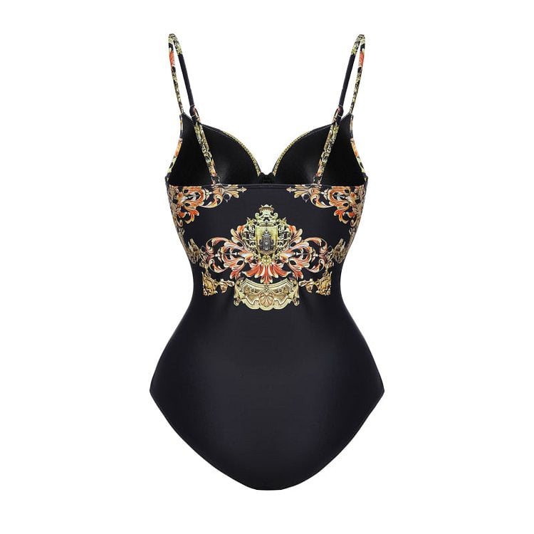 Damen Einteiler Badeanzug mit elegantem Design und passendem Wickeltuch EB