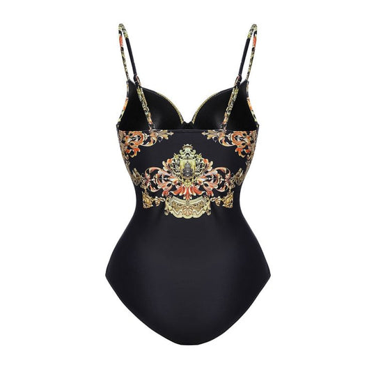 Damen Einteiler Badeanzug mit elegantem Design und passendem Wickeltuch EB