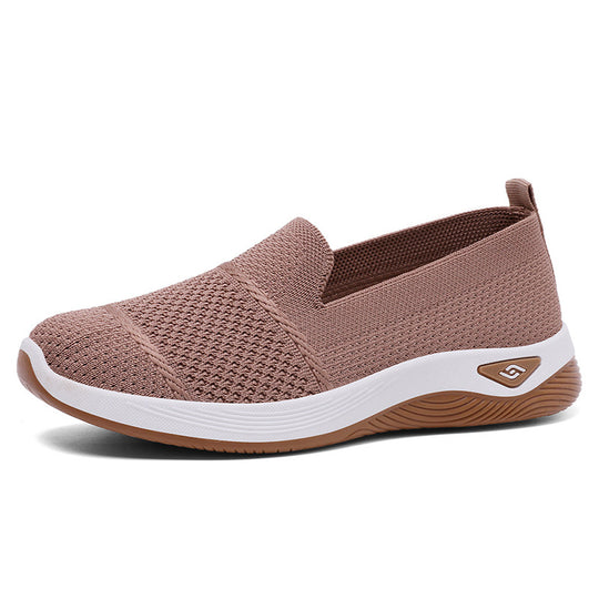 Damen nan gestrickter Slip-On Komfortsneaker mit sockenähnlicher Passform, atmungsaktivem Strickoberteil und stoßdämpfender EVA-Zwischensohle EB