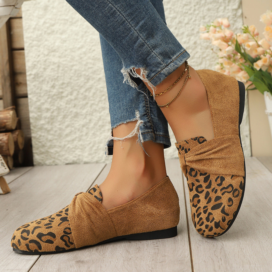 Damen Mokassins mit modischem Leopardenmuster und eleganter Schleifenapplikation EB