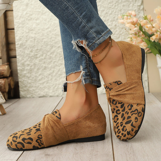 Damen Mokassins mit modischem Leopardenmuster und eleganter Schleifenapplikation EB