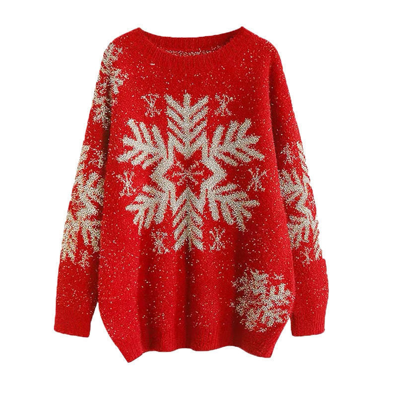 Damen Kuscheliger Pullover mit Schneeflocken-Motiv EB