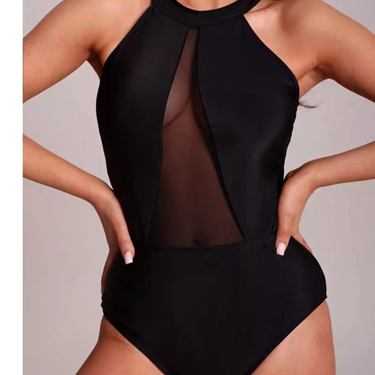 Damen Einteiliger Badeanzug mit transparenten Einsätzen EB