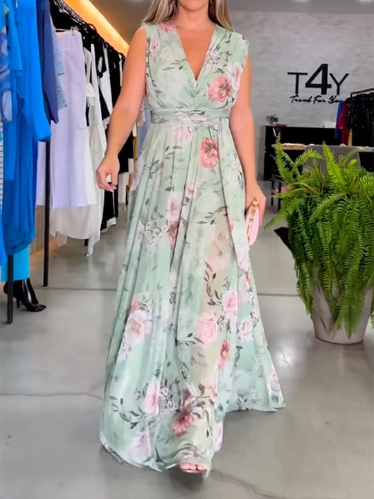 Damen Maxikleid mit fließendem Schnitt und eleganten Rüschendetails EB