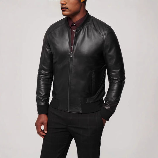 Herren klassische jacke im Biker-Stil mit elastischem Bund EB