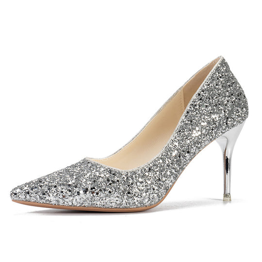 Damen schicke Pumps mit glitzerndem Obermaterial und elegantem Stiletto EB