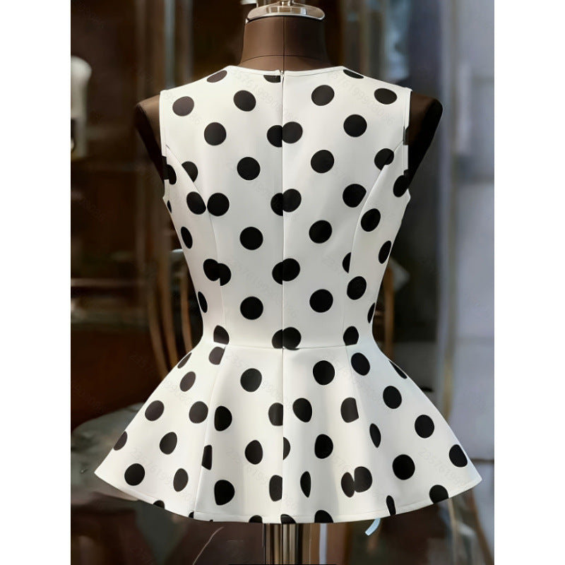 Damen Peplum-Oberteil mit modernen Punkten EB