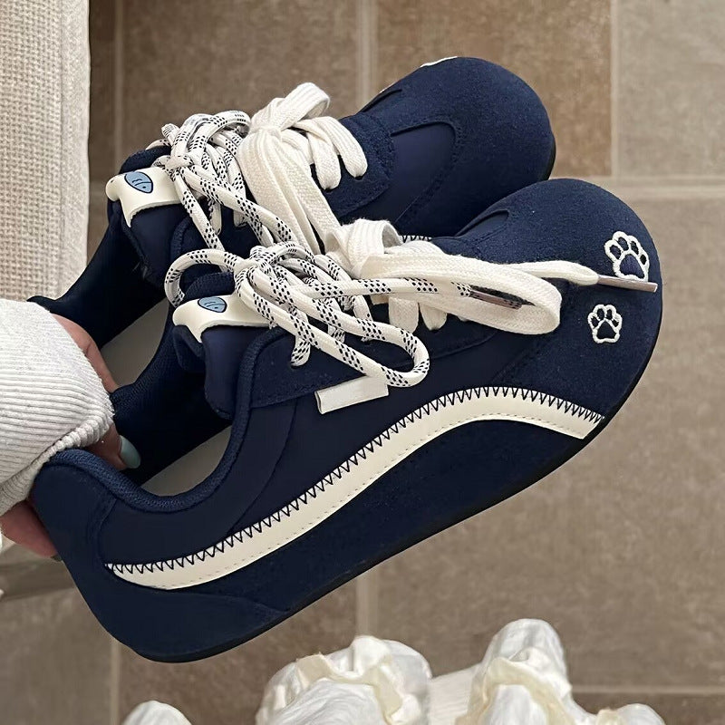 Damen Sportliche Freizeit Sneakers mit pfotenmotivierter Verzierung EB