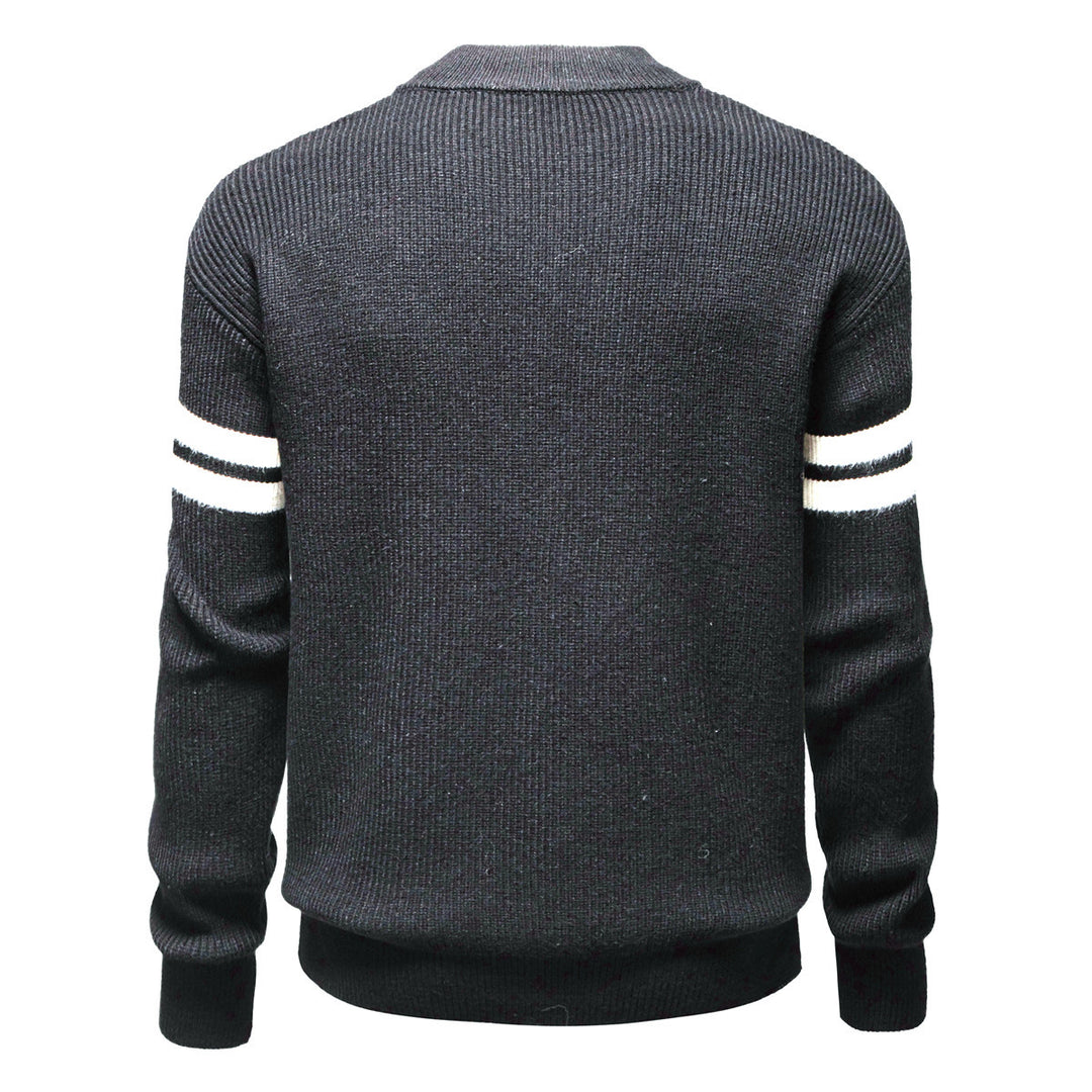 Herren Strickjacke mit modernem Zipper und dekorativem Streifenmuster EB