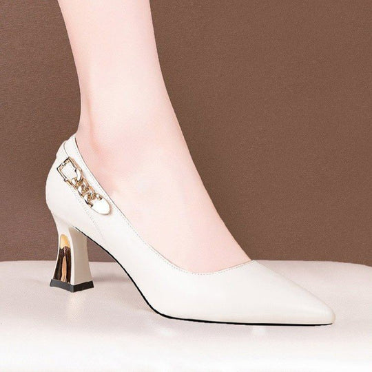 Damen elegante Pumps mit modischem Absatz und schicker Schnallenverzierung EB