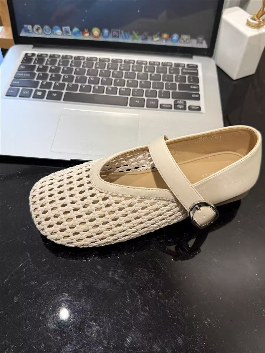 Damen Glamouröse Ballerinas mit dekorativen Riemen und geschmeidigem Obermaterial EB