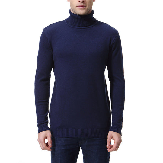 Herren nan schlanker Feinstrick-Rollkragenpullover aus Merino-Baumwollmix mit Rippenbündchen EB