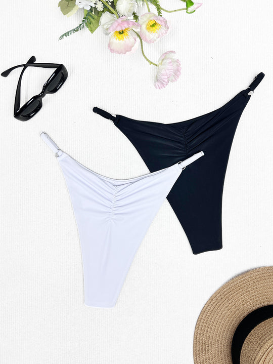 Damen Bikini-Höschen mit raffinierten Raffungselementen und hohem Beinausschnitt EB