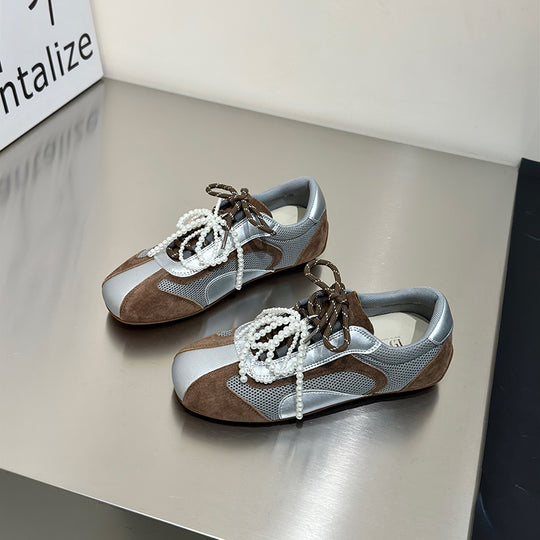 Damen Sportliche Sneakers mit eleganten Perlenakzenten EB