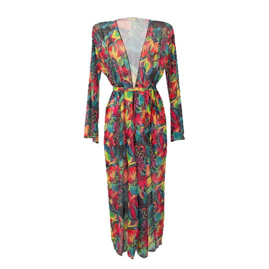 Damen eleganter Strandkimono mit floralem Muster EB