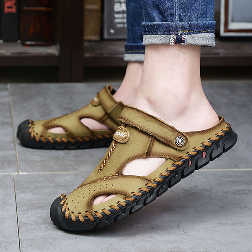 Damen Sportliche Ledersandalen mit elastischem Riemen und stoßdämpfender Sohle EB