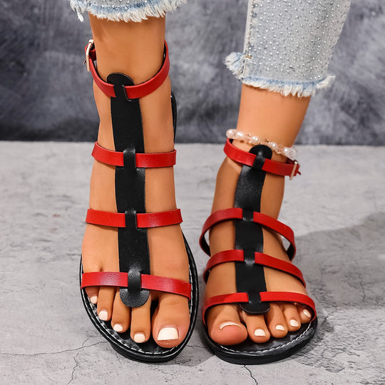 Damen Flauschige Riemchen-Sandalen mit komfortablem Fußbett und ergonomischem Design EB