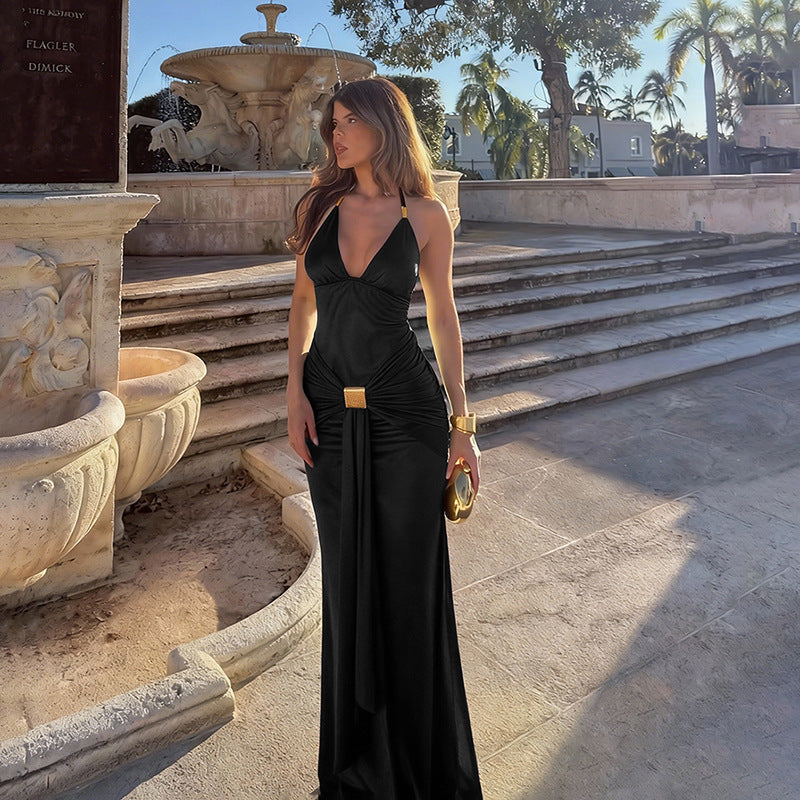 Damen Elegantes Maxikleid mit raffiniertem Wickeldesign EB