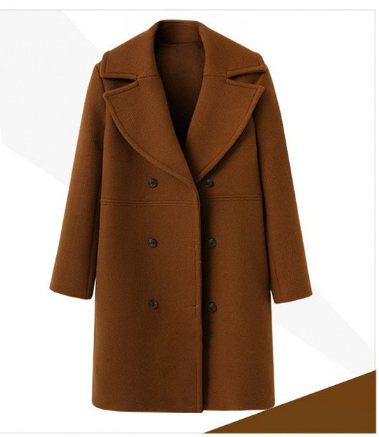 Damen Eleganter Doppelt-knopf Mantel mit modernem Revers EB