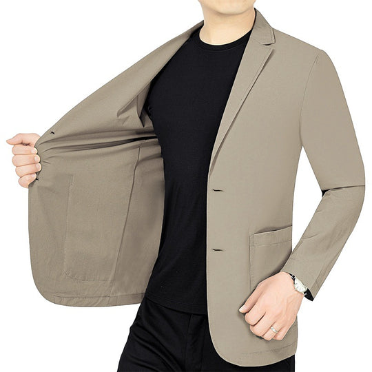 Herren legerer elastischer Sommerblazer mit dreiviertelärmeln und schlanker Passform EB