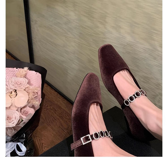 Damen elegante Ballerinas mit modischer Schnallenverzierung EB