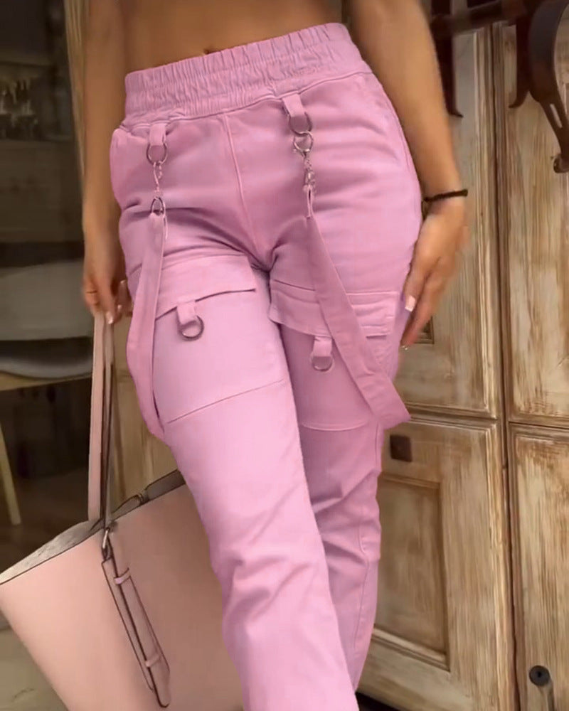 Damen Cargo-Hose mit praktischen Seitentaschen und verstellbarem Bund EB