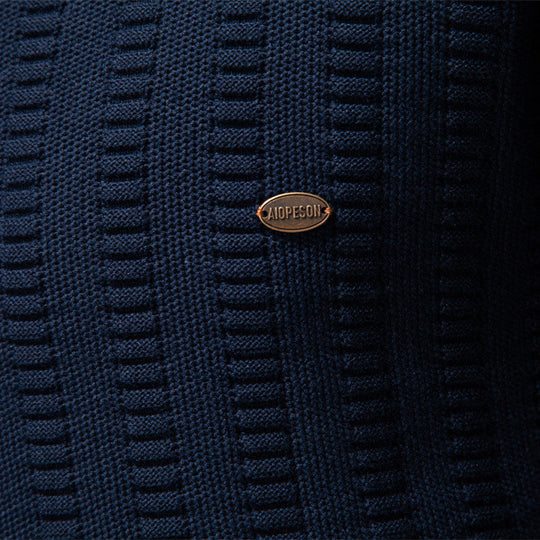 Herren Pullover mit strukturiertem Design und halbem Reißverschluss EB