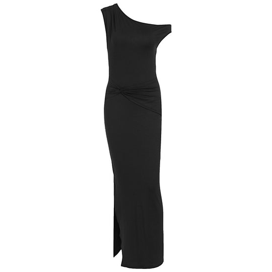 Damen Elegantes Maxikleid mit Off-Shoulder Design und dekorativer Raffung EB