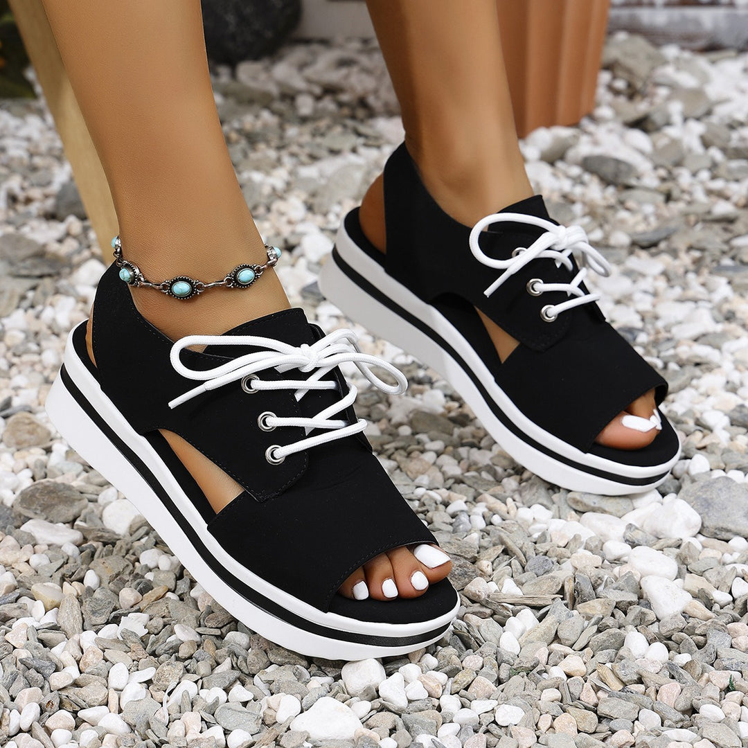 Damen Sportliche Sneaker-Sandalen mit offenem Zehenbereich und modischem Obermaterial EB