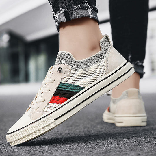 Damen lässige und luftige Sneakers mit elastischem Kragen und modischem Streifen EB