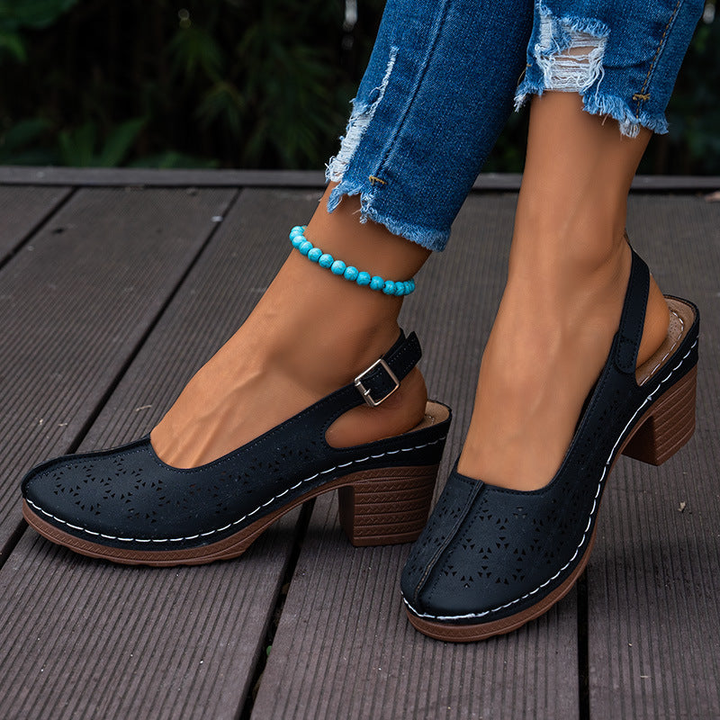 Damen Slingback-Pumps mit elegantem Cut-Out-Design und komfortablem Blockabsatz EB