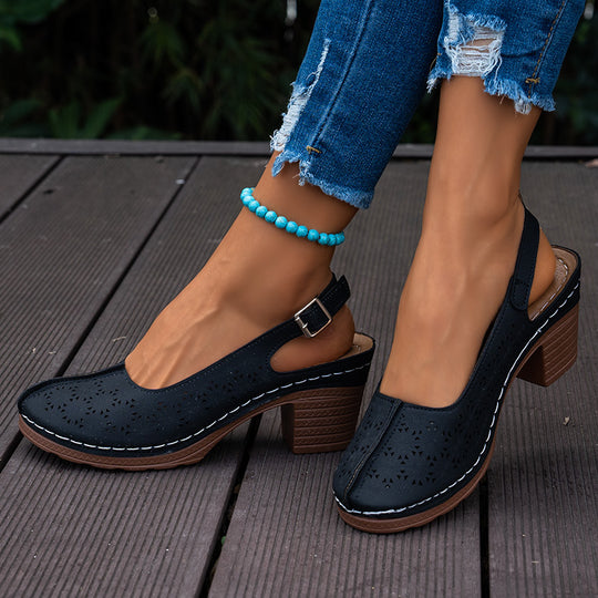 Damen Slingback-Pumps mit elegantem Cut-Out-Design und komfortablem Blockabsatz EB