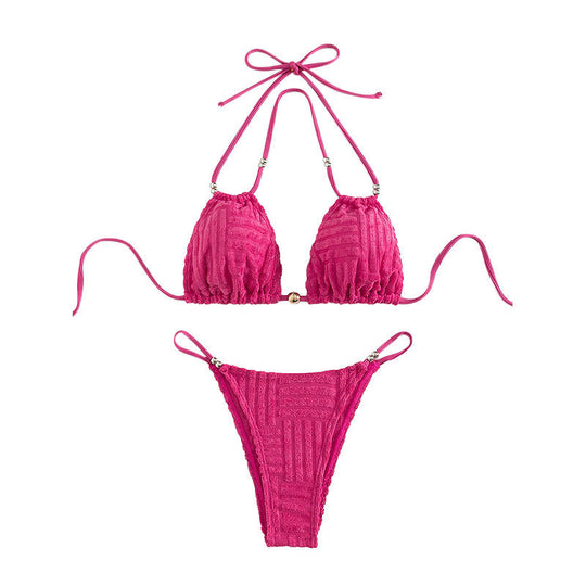 Damen Triangel-Bikini mit einzigartigem Texturmuster EB