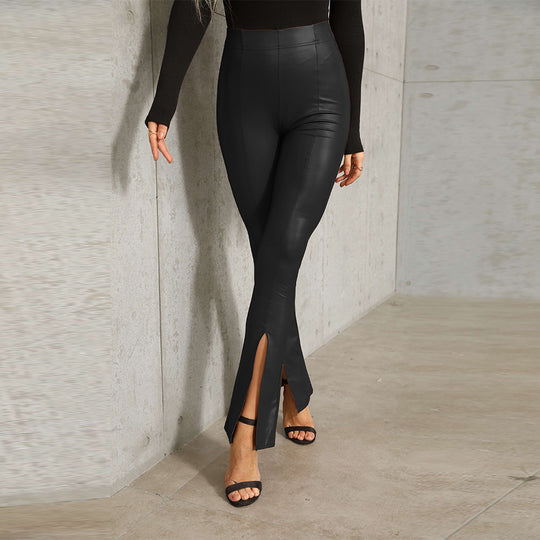 Damen Hochgezogene Leggings mit seitlichen Schlitzen EB