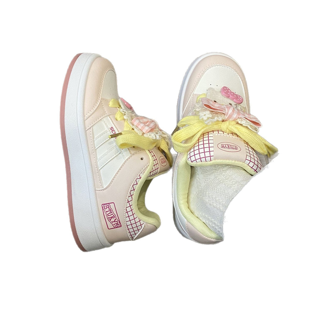 Damen Modische Sneakers mit verspieltem Tiermotiv und bunten Applikationen EB