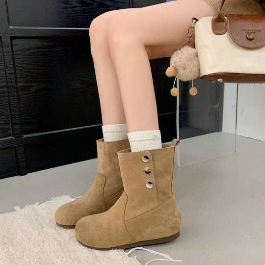 Damen Stylische Stiefeletten mit modischen Knopfdetails EB
