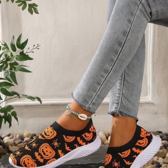 Damen Mode Sneakers mit Halloween-Motiv und rutschfester Sohle Heidi-Mode