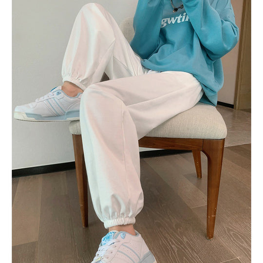 Damen nan relaxed-fit Sweatpants mit elastischem Kordelbund, seitlichen Eingriffstaschen und abgesteppten Saumnähten EB