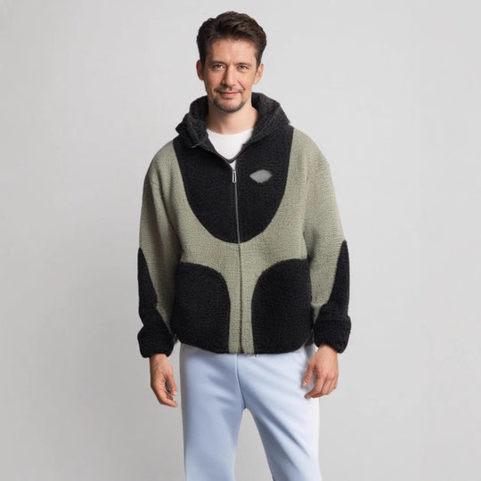 Herren Gemütliche Teddyjacke mit Kontrastnähten EB